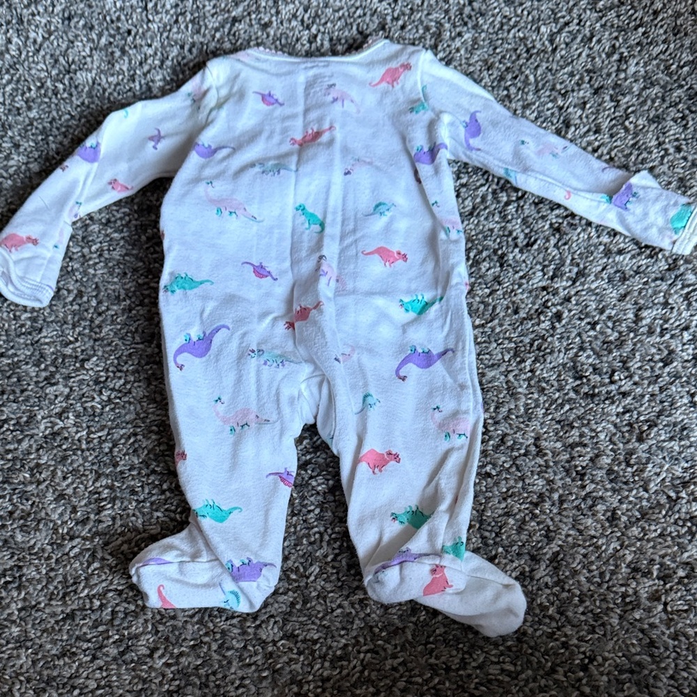 Carter's White Dinosaur Print Footie Pajamas - Picture 4 of 4